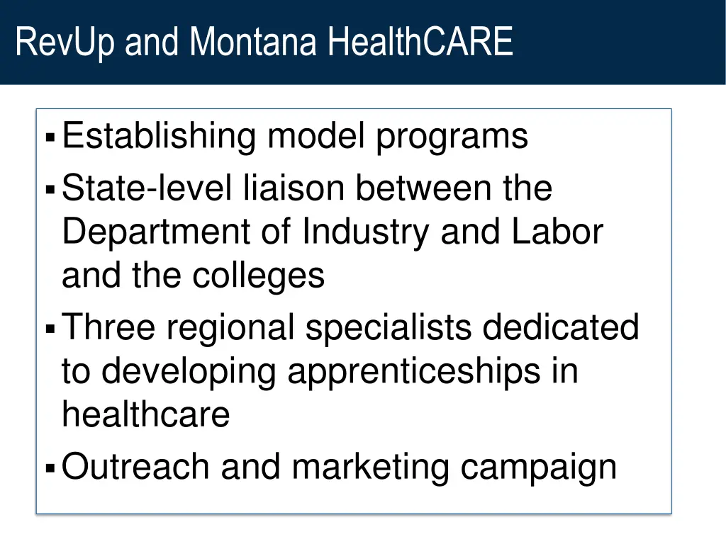 revup and montana healthcare