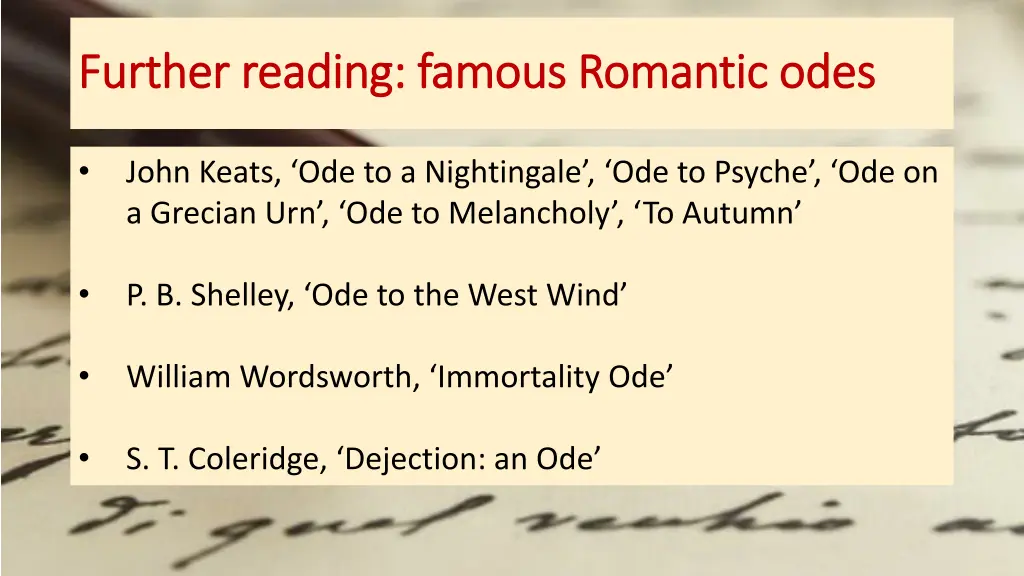 further reading famous romantic odes further