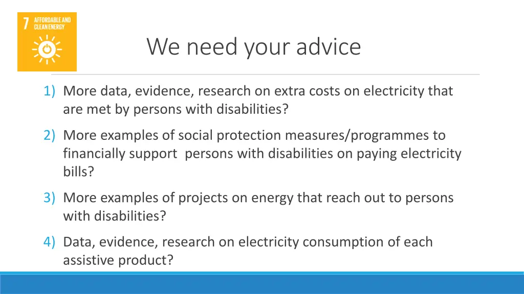 we need your advice