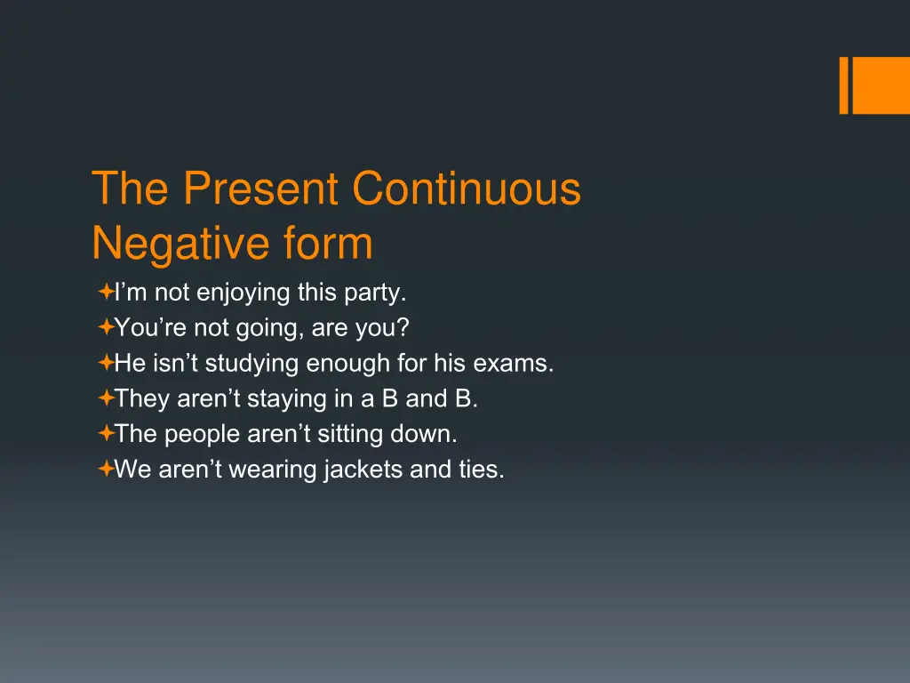 the present continuous negative form