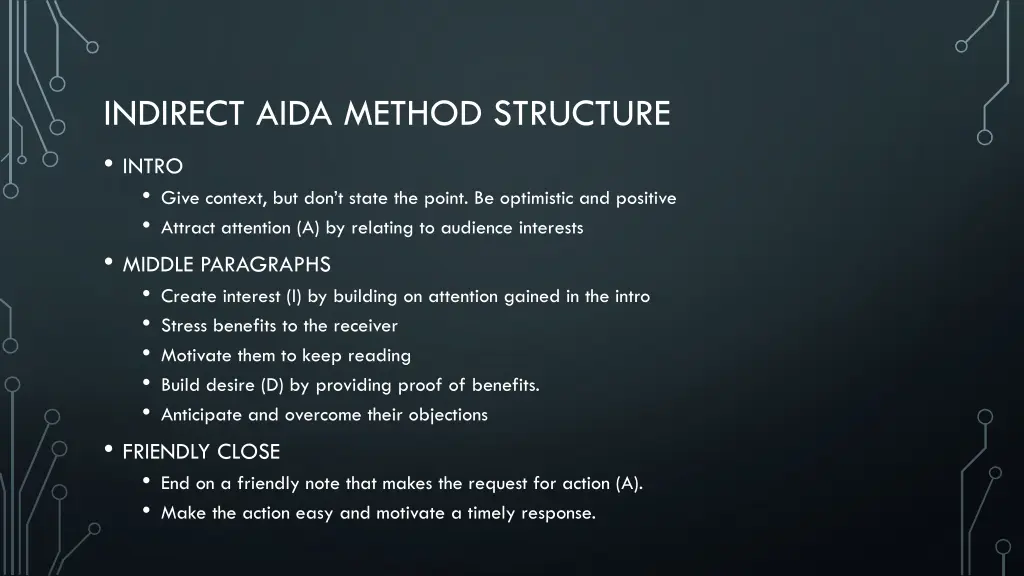 indirect aida method structure intro give context