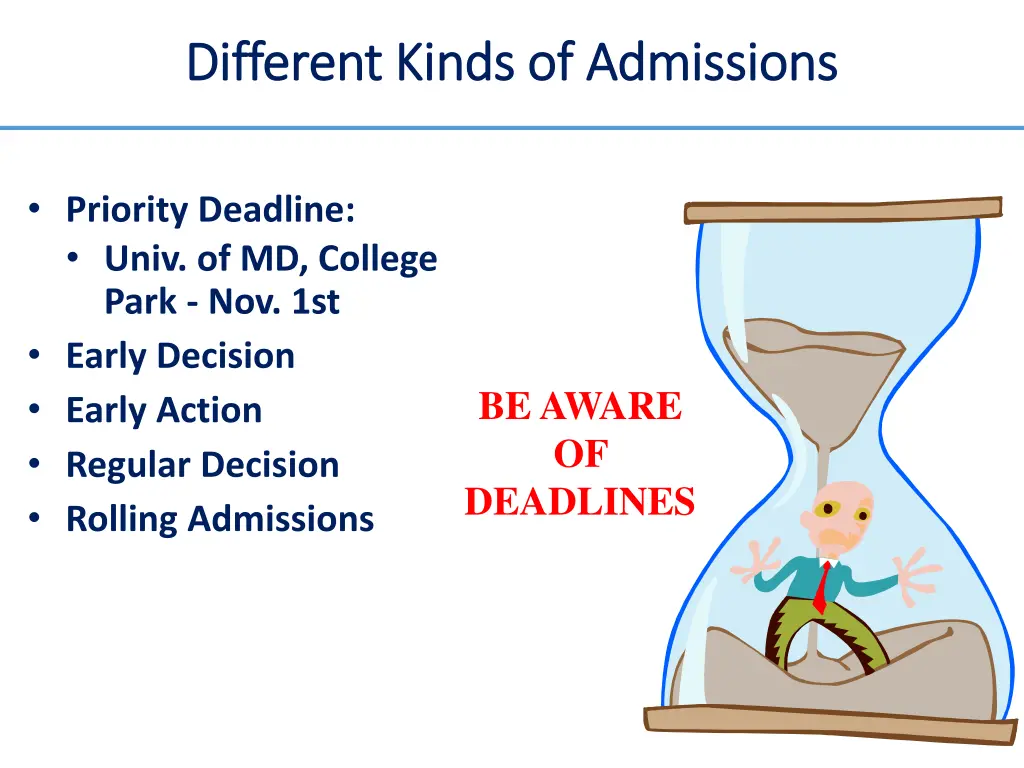 different kinds of admissions different kinds