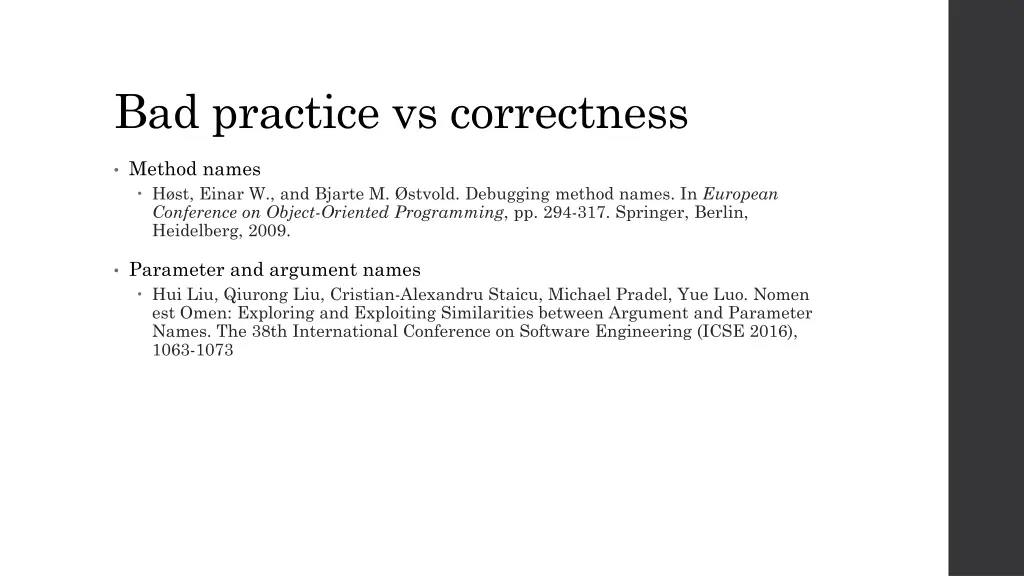 bad practice vs correctness