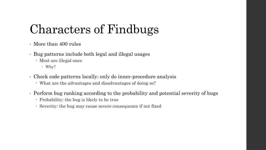 characters of findbugs