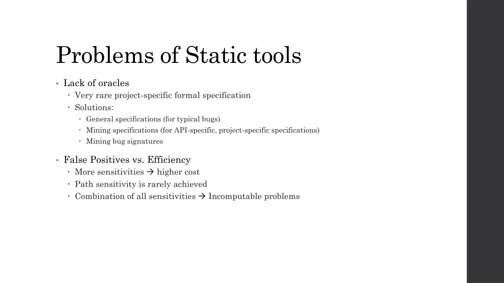 problems of static tools
