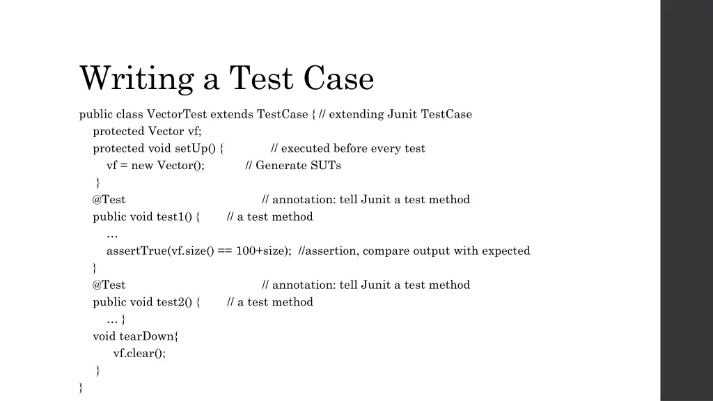 writing a test case
