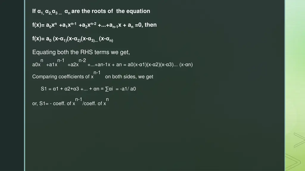 if 1 2 3 n are the roots of the equation