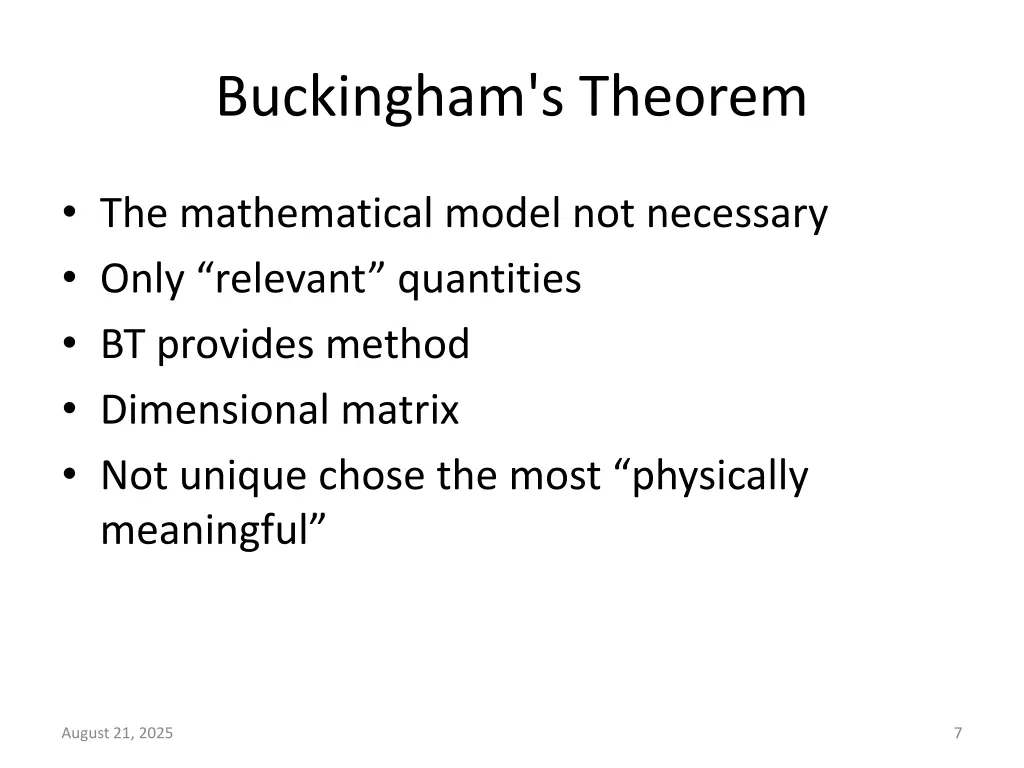 buckingham s theorem 1