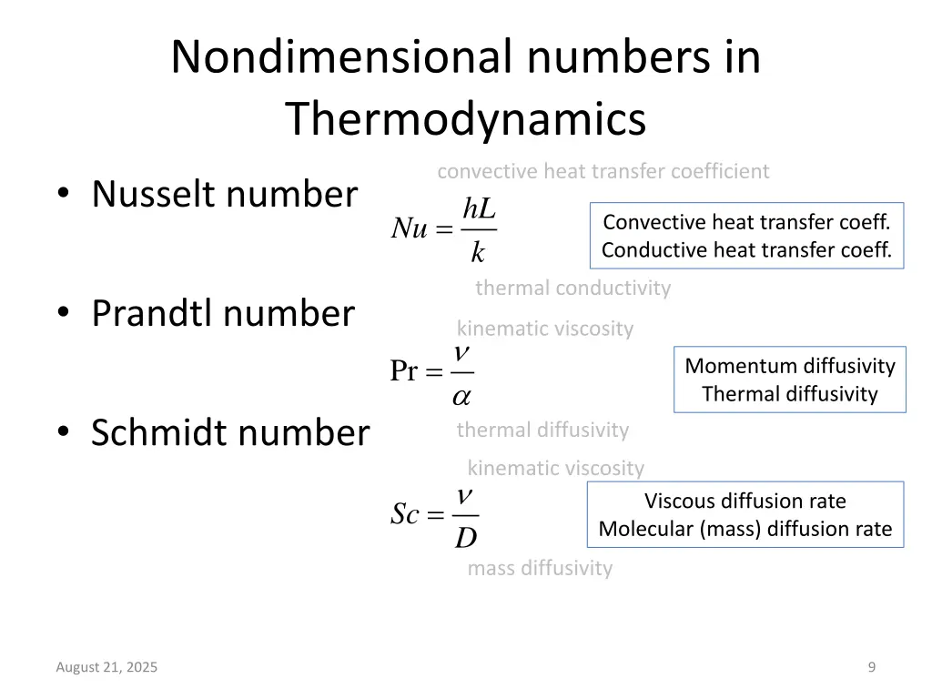 nondimensional numbers in thermodynamics