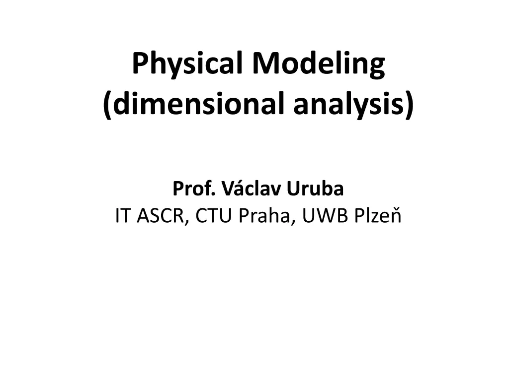 physical modeling dimensional analysis
