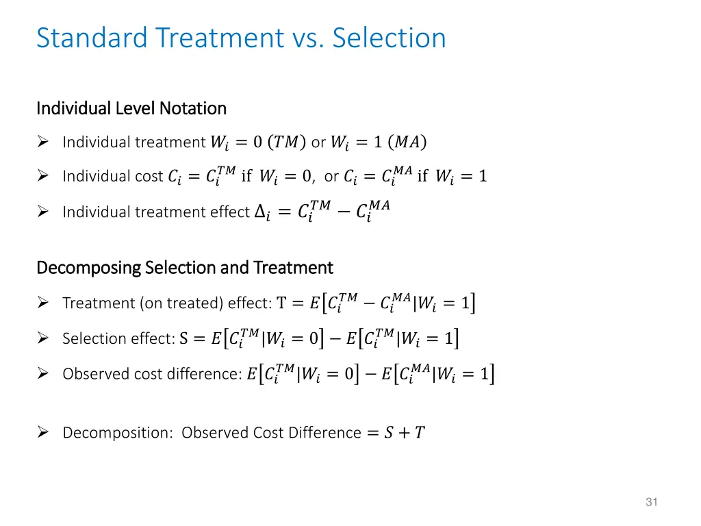 standard treatment vs selection