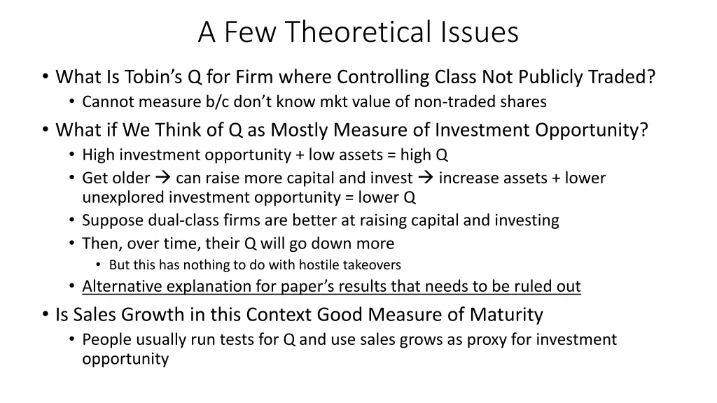 a few theoretical issues