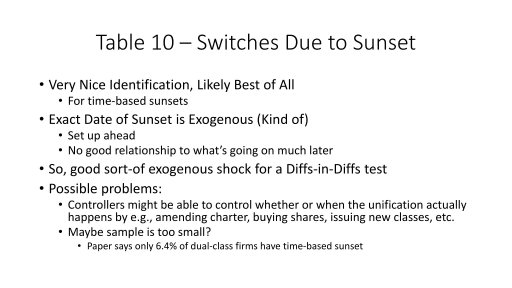 table 10 switches due to sunset