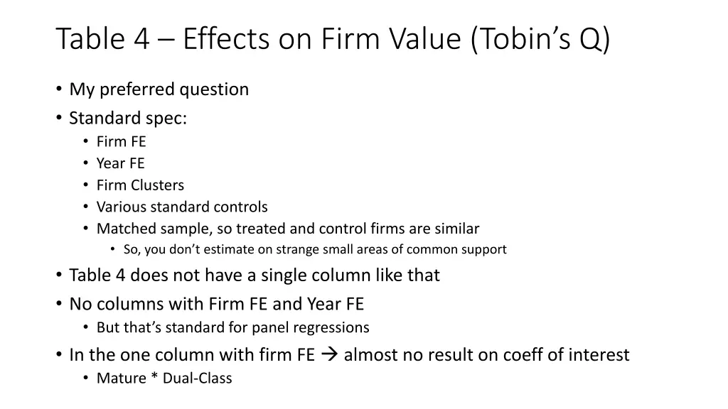 table 4 effects on firm value tobin s q