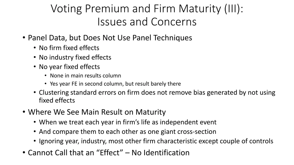 voting premium and firm maturity iii issues