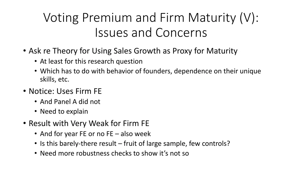 voting premium and firm maturity v issues