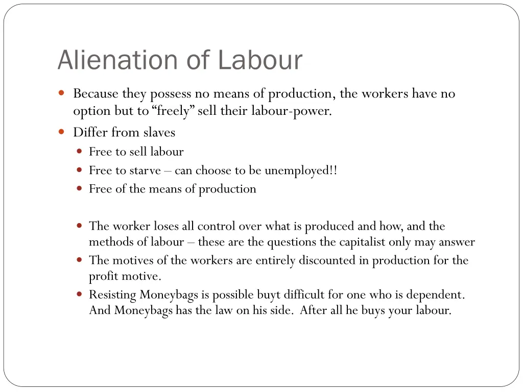 alienation of labour