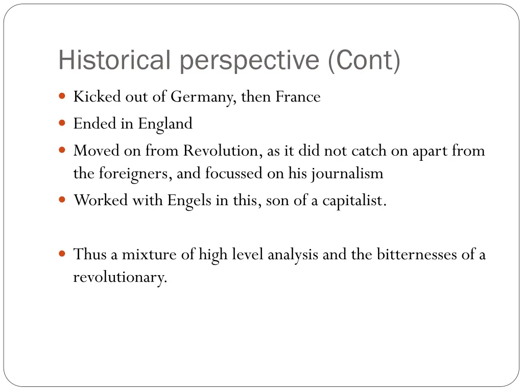 historical perspective cont