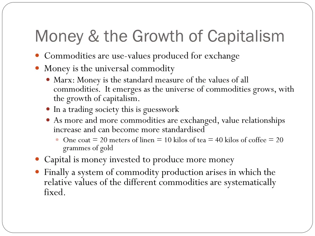 money the growth of capitalism