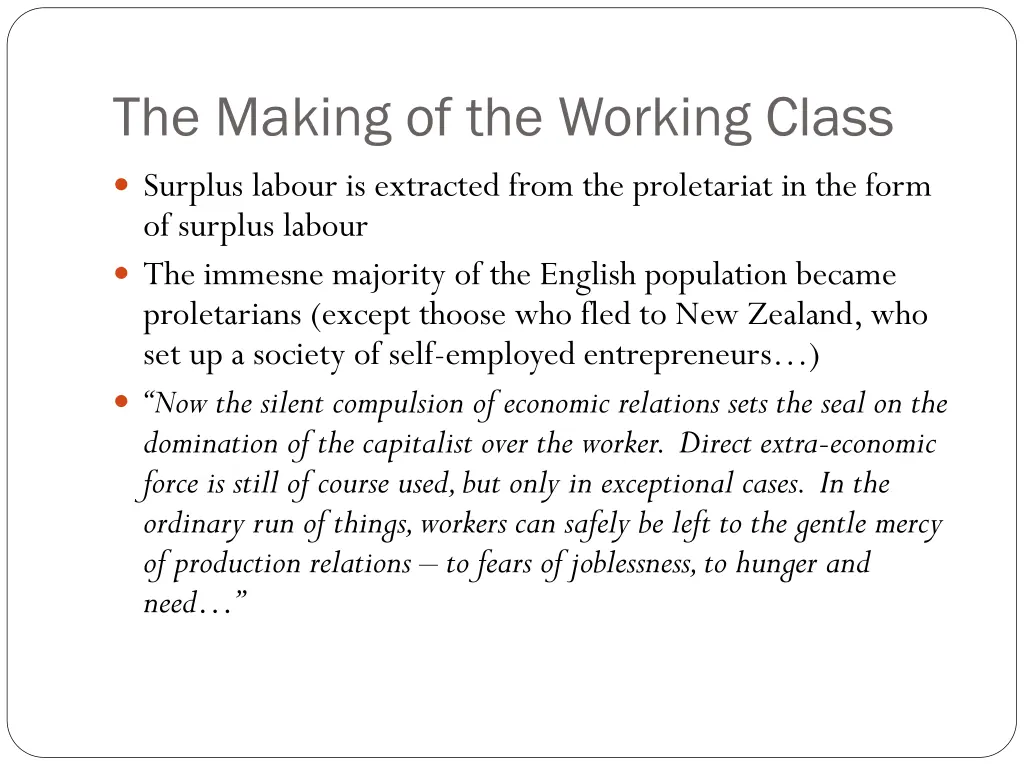 the making of the working class