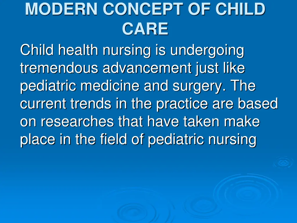 modern concept of child care child health nursing