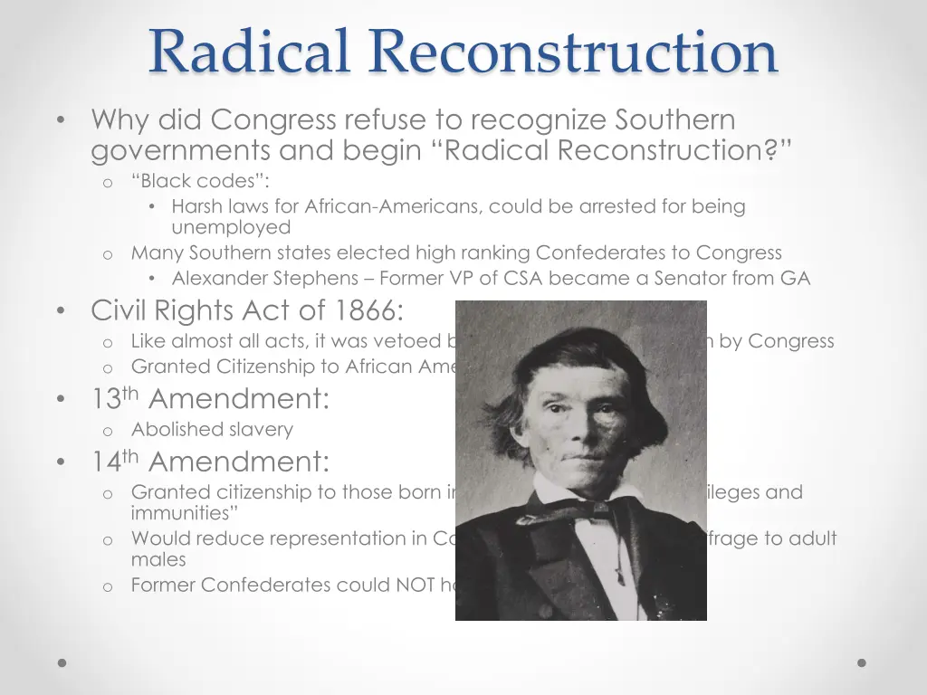radical reconstruction why did congress refuse