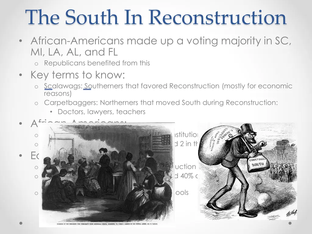 the south in reconstruction african americans
