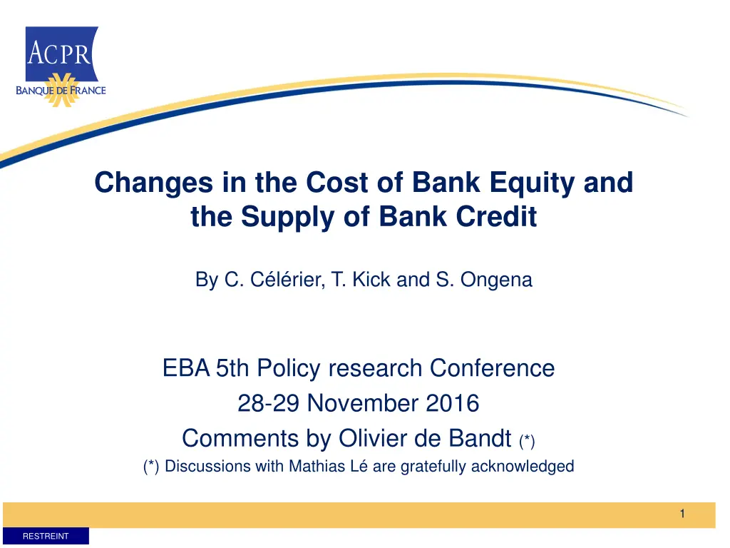 changes in the cost of bank equity and the supply