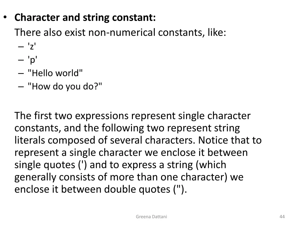 character and string constant there also exist