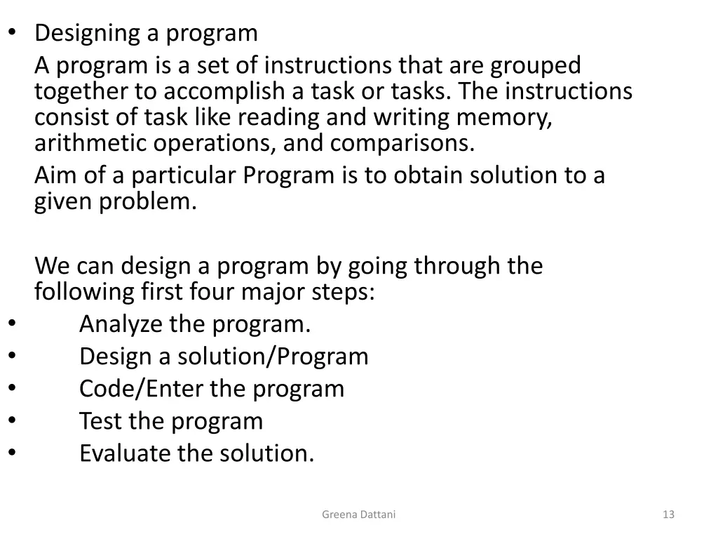 designing a program a program