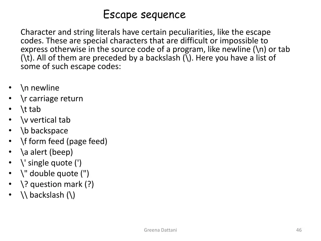 escape sequence