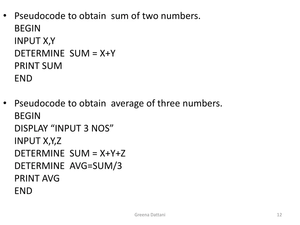pseudocode to obtain sum of two numbers begin