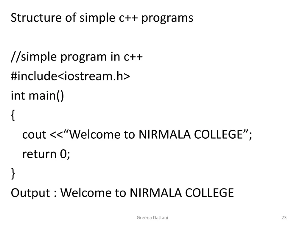 structure of simple c programs