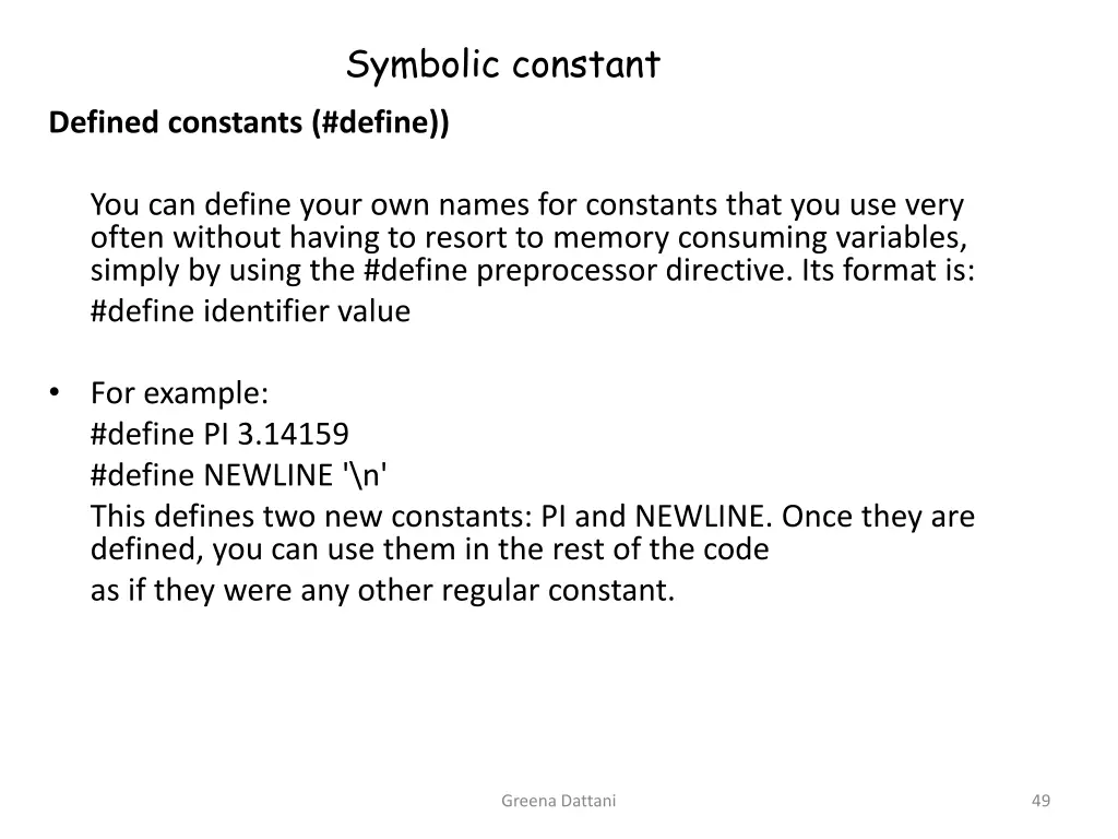 symbolic constant