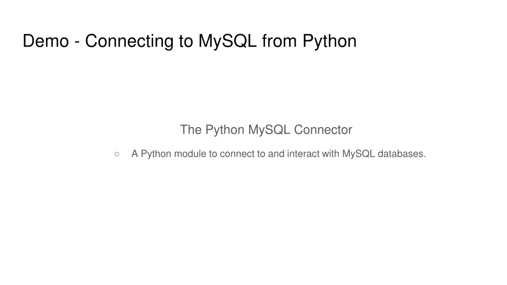demo connecting to mysql from python