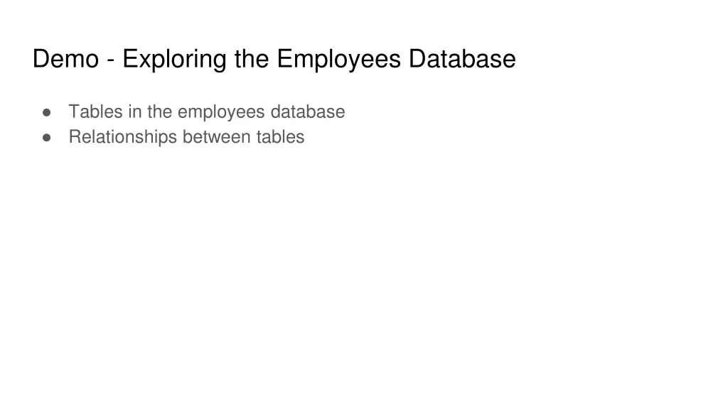 demo exploring the employees database