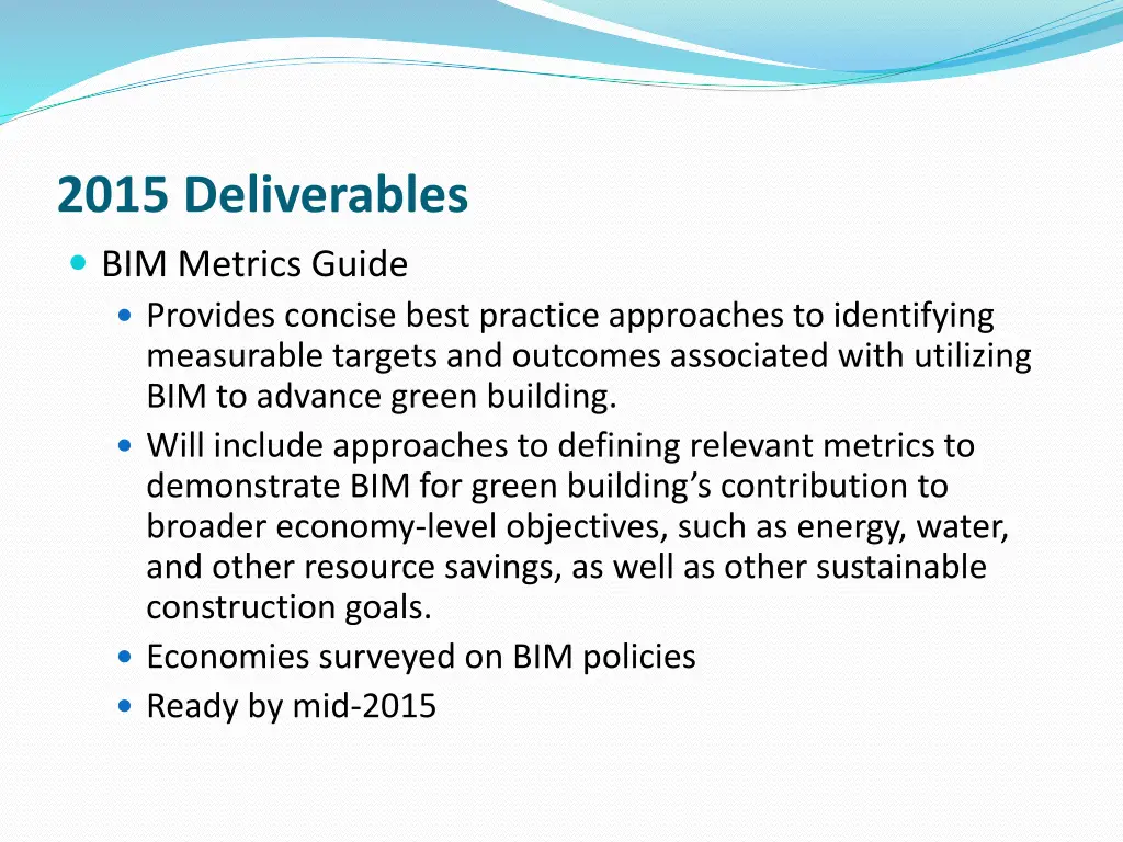 2015 deliverables bim metrics guide provides