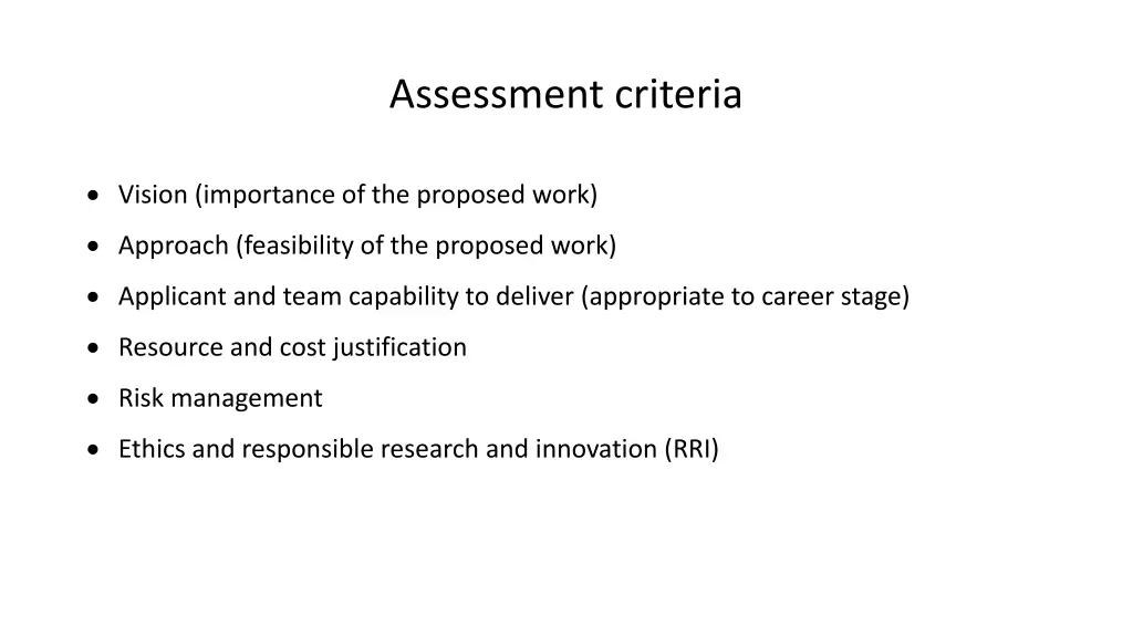 assessment criteria