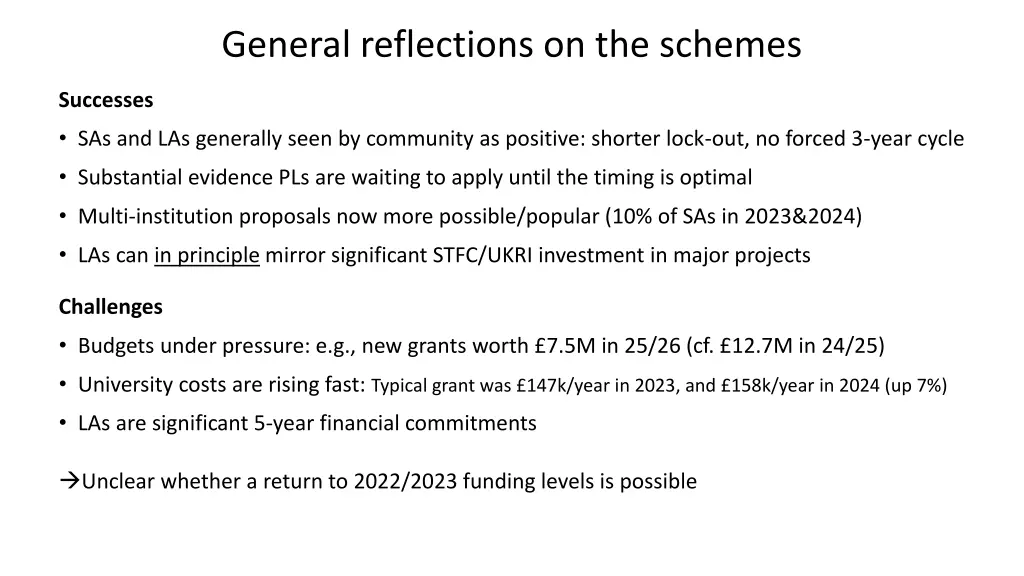 general reflections on the schemes