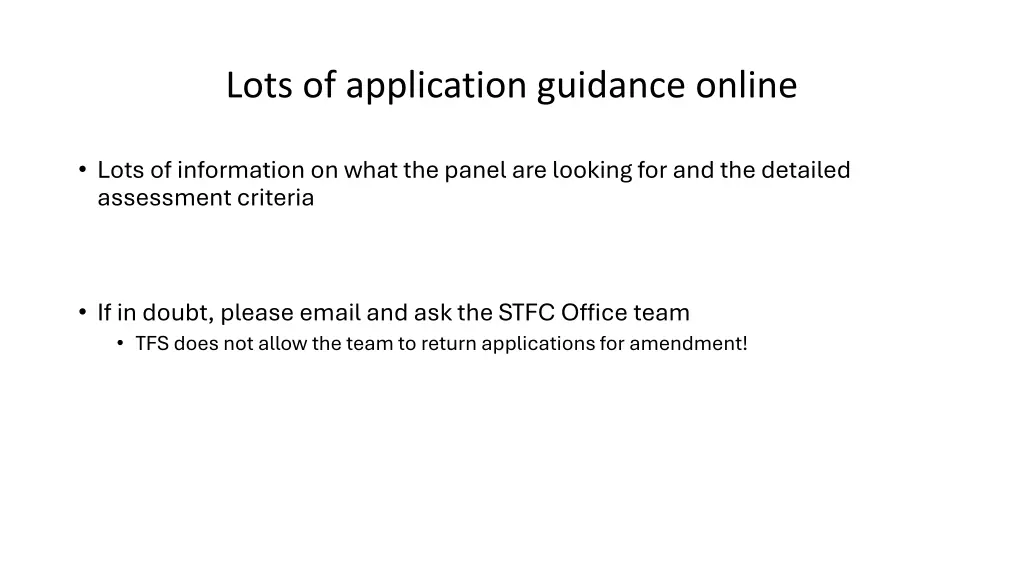 lots of application guidance online