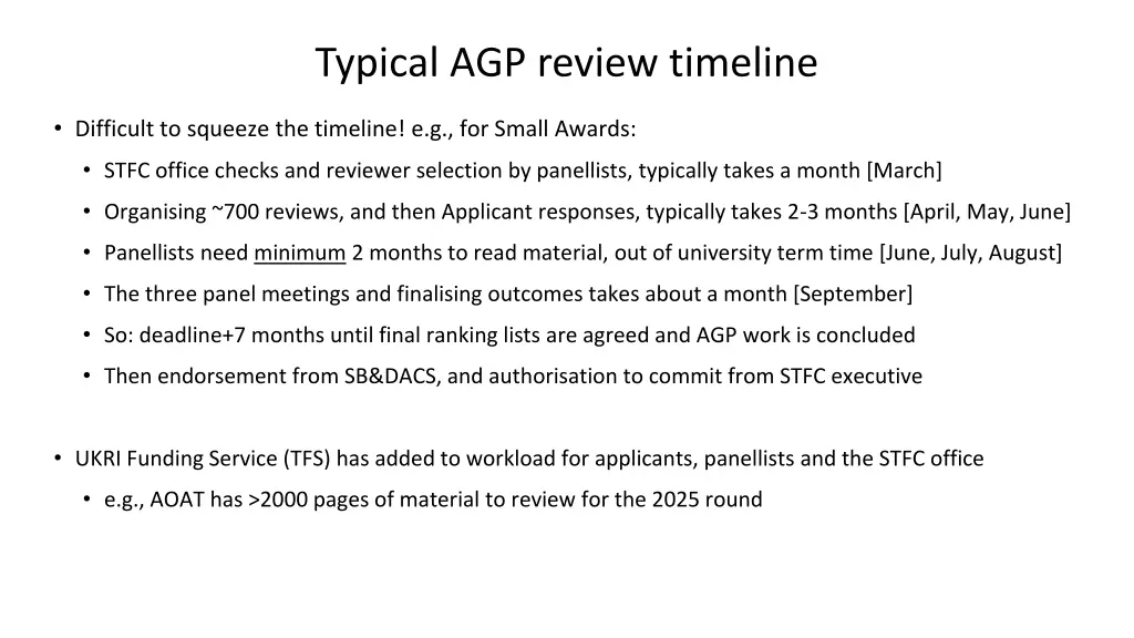 typical agp review timeline