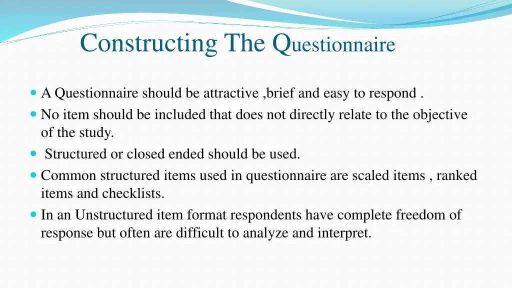 constructing the q uestionnaire