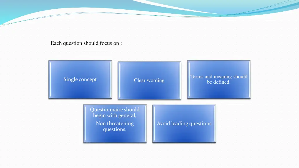 each question should focus on