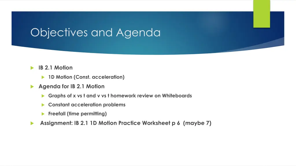 objectives and agenda