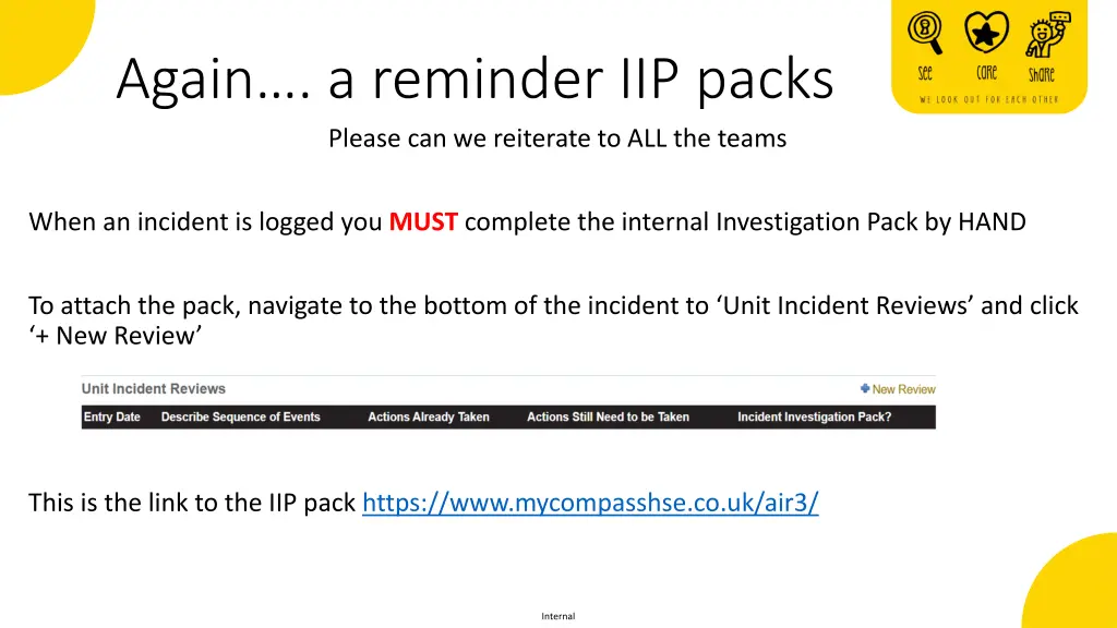 again a reminder iip packs please