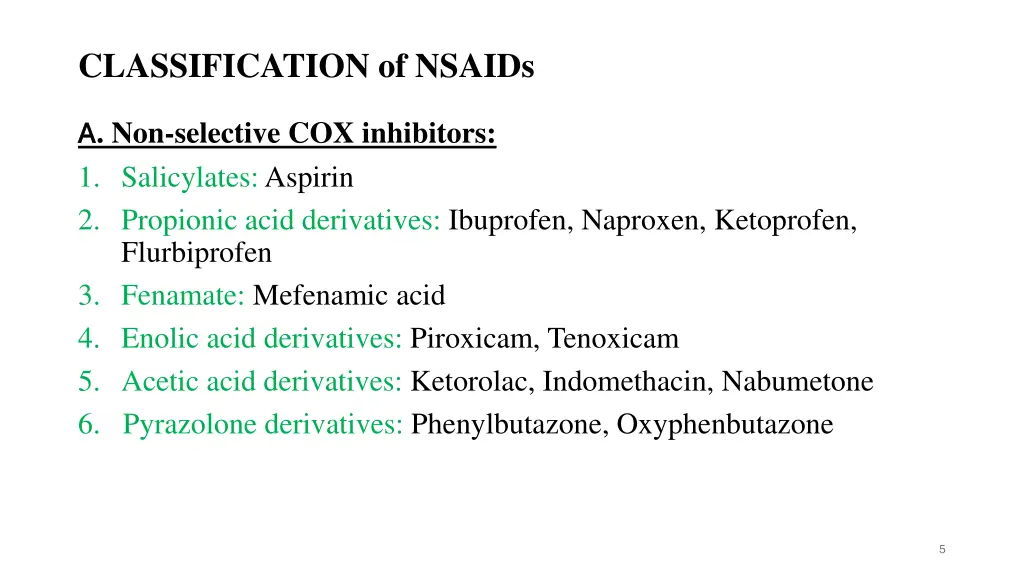 classification of nsaids