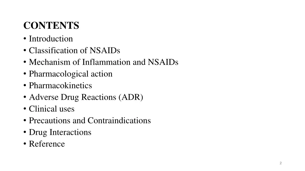 contents introduction classification of nsaids