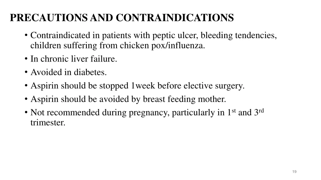 precautions and contraindications
