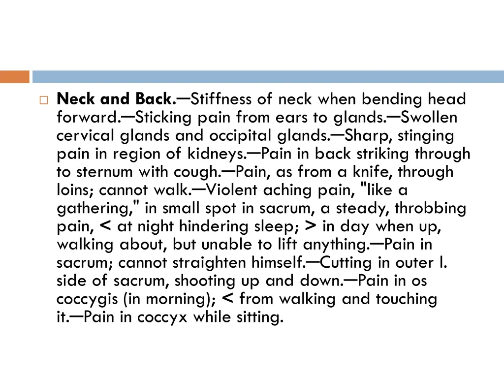 neck and back stiffness of neck when bending head
