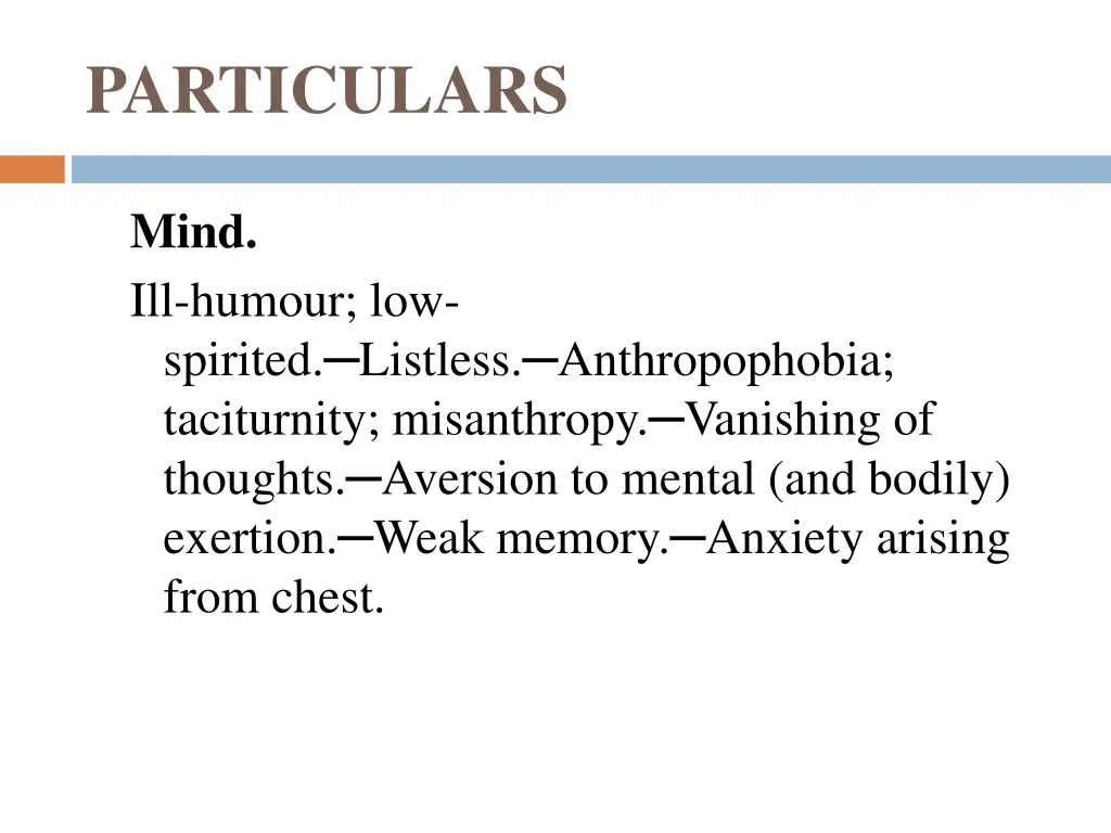 particulars